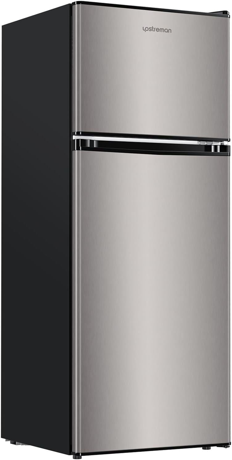4.0 Cu.Ft Mini Fridge with Freezer – Double Door Compact Refrigerator for Dorm, Office, Bedroom – Adjustable Thermostat, Black (BR401)