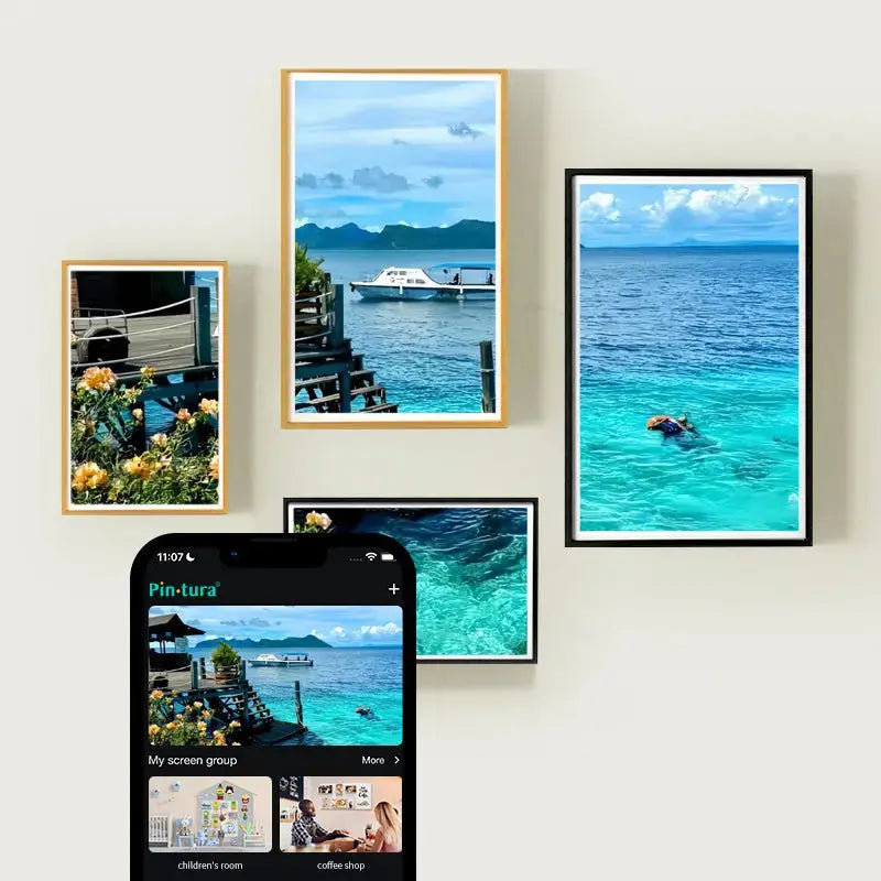 Pinpin Magnetic Multi-Screen Digital Frame: A Wall Adorned with Various Framed Pictures,free serial adapter - PinturaLife