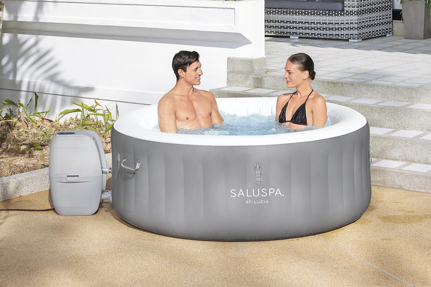 Inflatable Hot Tub Spa (71" x 26") | Portable Hot Tub with 2 Covers (1 Energy-Efficient Thermal Cover and 1 Standard Cover) | Fits Up to 2-4 Persons | Black