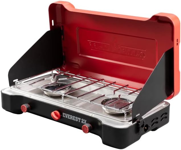Mountain Series Everest 2X - High Output Two-Burner Camp Stove - Lid Doubles as Windscreen - Portable Cooking Stove - For Outdoor Cooking - 20,000 BTU Burners - 215 Sq In Cooking Area