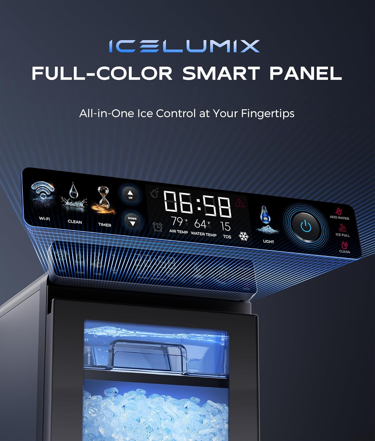 Nugget Ice Maker Countertop, Smart Pebble Ice Machine with APP Control, 44 lbs/24H Soft Pellet Chewable Ice with Self-Cleaning, Stainless Steel